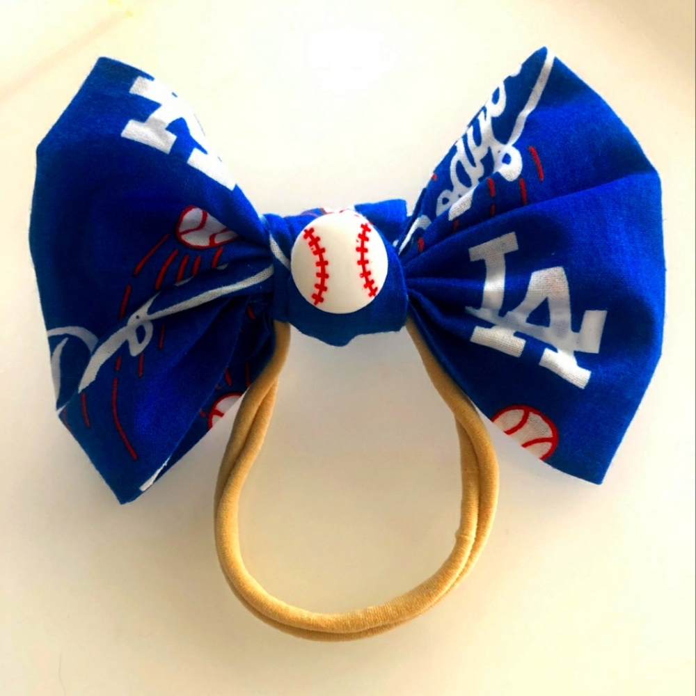 Dodger blue girls bow